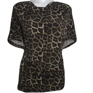 Michael Kors Women Animal Print Cowl Neck Brown Si